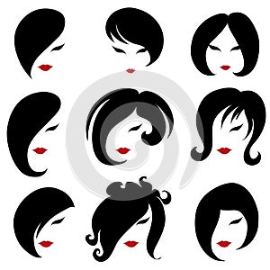 Big set of black hair styling for woman