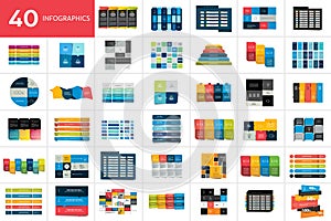 Big set of charst, tables, schedules. Infographics