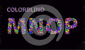 Big Set of Colorblind Style Font. Fresh trendy colors. Font made with circles