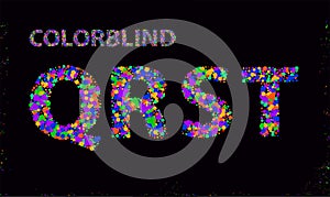 Big Set of Colorblind Style Font. Fresh trendy colors. Font made with circles