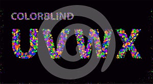 Big Set of Colorblind Style Font. Fresh trendy colors. Font made with circles