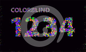 Big Set of Colorblind Style Font. Fresh trendy colors. Font made with circles