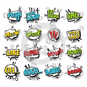 Big set comic text speech bubble phrase