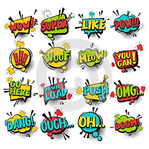 Big set comic text speech bubble phrase