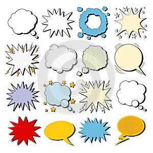 Big Set of Comics Bubbles in Pop Art Style