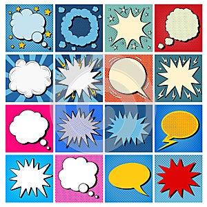 Big Set of Comics Bubbles in Pop Art Style photo