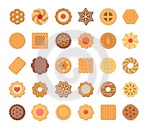 Big set of cookies and biscuits. Isolated on white background. photo