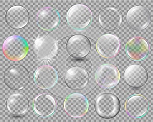 Big set of different spheres with glares and highlights.