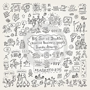 Big set of doodles creative business people icons