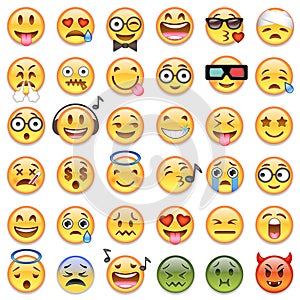 Big set of 36 emojis emoticons