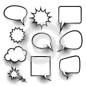 Big set empty speech bubble comic text