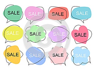 Big set of flat colorful bubble speech vector. Banners, price tags, stickers, posters, badges.