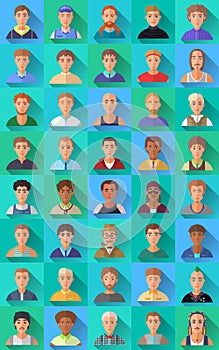 Big set of flat icons of various male characters