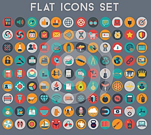 Big set of flat vector icons with modern colors