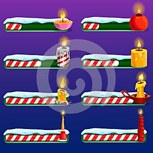 Big set game resource bar with burning candle