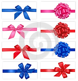 Big set of gift bows with ribbons.