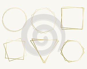 Big Set With Golden Frames And Banner White Background