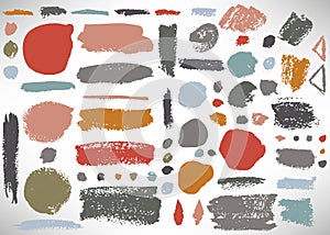 Big set of grunge brush stroke. Collection of Ink brush circle, dot, grunge line