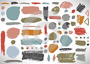 Big set of grunge brush stroke. Collection of Ink brush circle, dot, grunge line