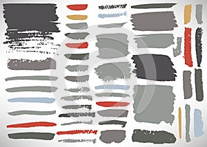 Big set of grunge brush stroke. Collection of Ink brush line, grunge lines