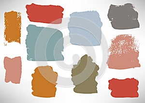 Big set of grunge brush stroke. Collection of Ink brush templates, squares, grunge stain, stripe, label.