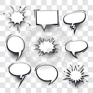 Big set hand drawn effects comic speech bubbles