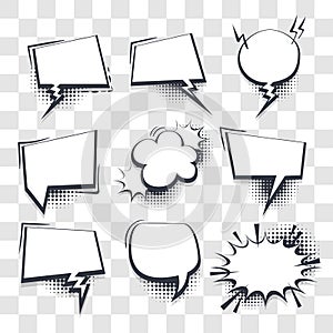 Big set hand drawn effects comic speech bubbles
