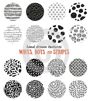 Big set of hand drawn textures.