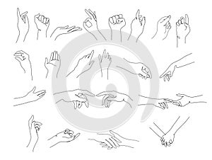 Big set hand one line continuous , symbol of for spa,beauty, logo,cosmetic,spa, graphic. vector