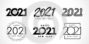 Big Set of 2021 Happy New Year logo text design