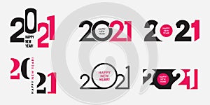 Big Set of 2021 Happy New Year logo text design