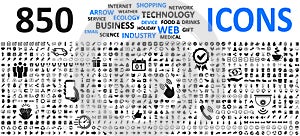 Big set icons: business, shopping, device, technology, medical, ecology, food & drink and many more for any cases of life using