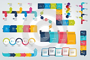 Big set of Infographic timeline report, template, chart, scheme.