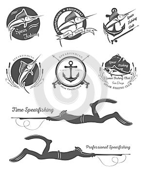 Big Set of Logos, Badges and Icons Spearfishing