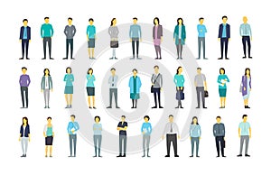 Big set a lot of people bundle in line crowd many persons. Stock vector illustration