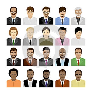 Big Set male faces of different races,avatar or icon photo