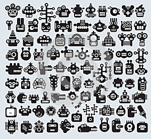 Big set of monsters and robots faces.