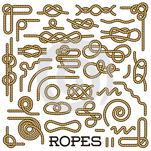 Big Set of Nautical rope knots vector decorative vintage elements