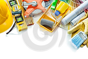 Big set of painting tools isolated on white background