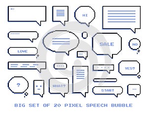 Big set of pixel speech bubbles