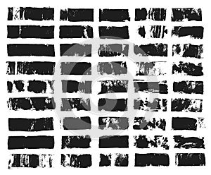 Big set of rectangular text box. Grunge paint stripe. Vector brush stroke. Black grunge spots with place for your text