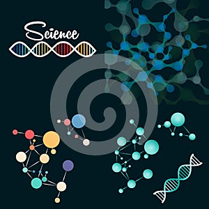 Big set of science DNA Helix background