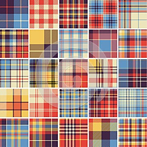 Big set of seamless tartan patterns