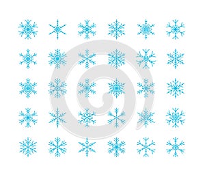 Big Set of Snowflakes Winter Christmas Xmas Design Vector Elements