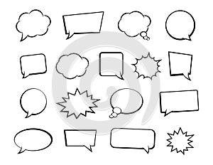 Big set of speech bubbles. Retro empty comic bubbles. Stickers. Vector illustration.