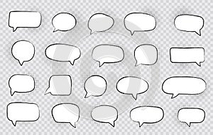 Big set of speech bubbles. Retro empty comic bubbles. Stickers. Vector illustration