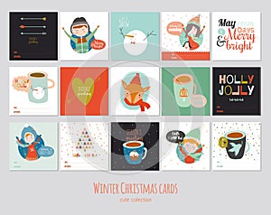 Big set of square winter cards.