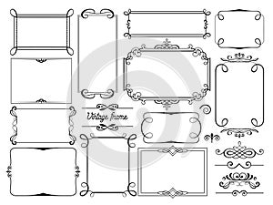 Big set Template of Vector Decorative vintage frames, borders of rectangular shape.