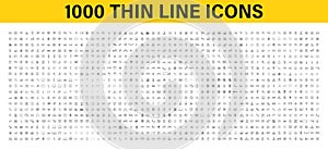 Big set of 1000 thin line Web icon. Business, finance, shopping, logistics, medical, health, people, teamwork, contact us, arrows photo