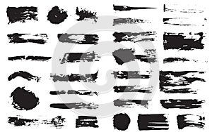 Big Set of Vector Black Pen Ink Brush Strokes.